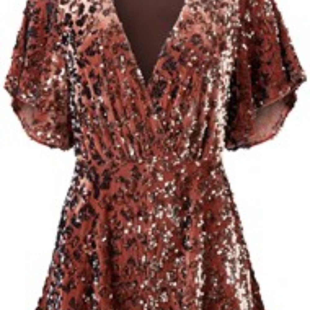 Venus Rust Multi Sequin Romper Size S - image 5